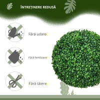 Homcom Set 2 Plante Artificiale – Boxwood Ø40 cm, Decor Verde Natural(m-6)