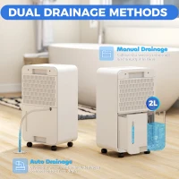 HOMCOM 2000mL Portable Dehumidifier with Air Purifier, 24H Timer, 5 Modes, 10L/Day, for Home Laundry, White(m-9)
