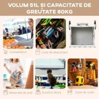 HOMCOM Cărucior Pliabil pentru Cumpărături cu Roți pentru Scări și Mâner Telescopic, Capacitate 80 kg, 51L, Cărucior din Aluminiu pentru Cumpărături și Camping, Alb, 52 x 48 x 100 cm(m-5)