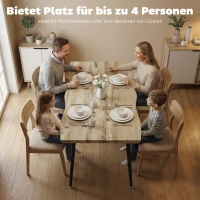 HOMCOM Eettafel voor 4 Personen, 110 cm Noordse Rechthoekige Keukentafel met Stalen Poten voor Woonkamer en Eetkamer, Eik(m-4)