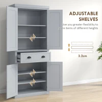 HOMCOM Multi-Storage Mid-Century Kitchen Cabinet - Grey(m-5)