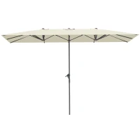 Outsunny Doppelseitiger Schirm, 451 x 264 cm Sonnenschirm mit Kurbelsystem, 12 Metallstreben, Aluminiummast, Cremeweiß(m-10)
