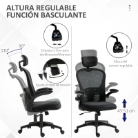 Vinsetto Silla de Oficina de Malla Silla de Escritorio Respaldo Alto Reposacabezas Ajustable Soporte Lumbar 4D 62x64x120 cm Negro(m-5)