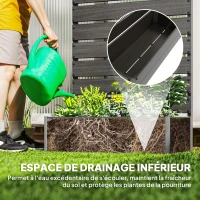 Outsunny Jardinière surélevée avec treillis pour plantes grimpantes bac à fleurs de 64L, composite bois-plastique et aluminium(m-7)