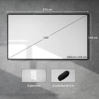 HOMCOM Pantalla de Proyección Manual 120 Pulgadas Formato 16:9 HD 4K/8K para Interior y Exterior Blanco(m-3)