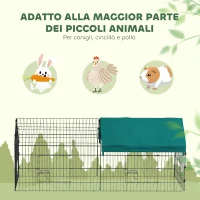 PawHut Gabbia per Conigli da Esterno e Interno a Casetta con Tettuccio, 185x75x75 cm, Verde(m-6)