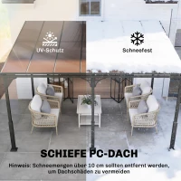 Outsunny Aanbouwpaviljoen 4 x 3m terrasoverkapping met schuin polycarbonaat dak, metalen-aluminium frame, wandmontage(m-5)