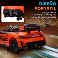 AIYAPLAY Coche Eléctrico para Niños Mercedes-AMG GT3 Evo con Mando a Distancia Motor Doble Ruedas Auxiliares Asa Música Naranja(m-6)