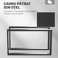 HOMCOM Set 2 Picioare de Masă Dreptunghiulare din Oțel, 60x8x72 cm, Negru(m-6)
