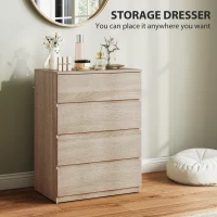 HOMCOM Comodă cu 4 Sertare, Dulap Înalt pentru Dormitor, Comodă cu Sertare cu Ghidaje Metalice și Mânere Scanalate, Alb(m-4)