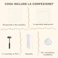 PawHut Recinto per Animali Domestici Piccoli con 36 Pannelli di Metallo Modulabili con Porta, Bianco(m-6)