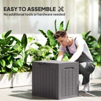 Outsunny 93L Plastic Garden Storage Box, Outdoor Storage Box with Handles, Waterproof Outdoor Storage Container, Brown(m-4)