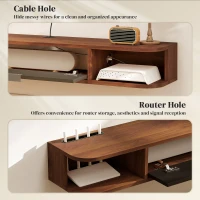 HOMCOM Mobilier TV Suspendat, Suport TV Până la 50" cu Sertar Rabatabil, 2 Rafturi Deschise și Orificiu pentru Cabluri, Mobilier pentru Televizor pentru Sufragerie, Dormitor și Sală de Stat, 120x24x16 cm, Nuc(m-6)