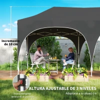 Outsunny Carpa Plegable 6x3 m Pop-up con 4 Laterales Desmontables Altura Ajustable y Bolsa de Transporte Gris Oscuro(m-9)
