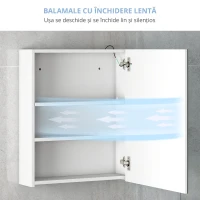 HOMCOM Dulapior de Baie cu 1 Usa, Oglindă și Lumini LED cu Touch și Reglare Intensitate 60 x 50 x15cm(m-7)