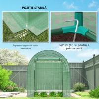 Outsunny Sera de gradina tip tunel cu ferestre si usi rulante, sera pentru plante cu invelis din PE, verde, 180x180x200cm(m-5)