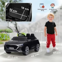 AIYAPLAY Elektrische kinderauto, 12V Audi Q8, 3-5 km/u, afstandsbediening, koplamp, muziek, Zwart(m-3)