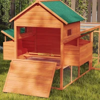 PawHut Gallinero de Madera Grande Exterior con 2 Nidos Corral Techo Asfáltico Bandeja Extraíble y Rampa 347x160x150 cm Naranja(m-9)