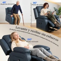 HOMCOM Sillón Relax Levanta Personas Sillón Elevador con Control Remoto Reclinación Eléctrica 160° Reposapiés 76x90x105cm Azul(m-4)