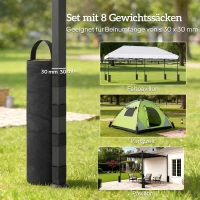 Outsunny Set van 8 zandzakken voor paviljoenpoten, 40 kg duurzame zandzakken van 600D Oxford-stof, zonder zand, zwart(m-4)