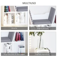 HOMCOM Libreria Scaffale 2 in 1, 6 Scomparti, 102x30x61 cm, Bianco(m-5)