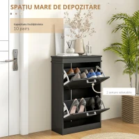 HOMCOM Dulap pentru Pantofi cu 2 Sertare pentru 10 Perechi de Pantofi, Mobilier cu Raft Reglabil, 54x24x82,5 cm, Negru(m-4)