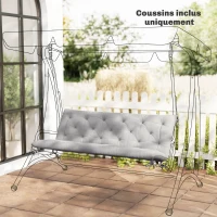 Outsunny Coussin matelas assise dossier pour banc de jardin balancelle canapé 3 places grand confort 150 x 98 x 8 cm gris clair(m-10)