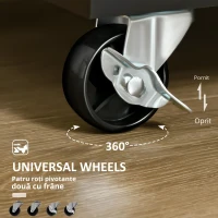 HOMCOM Carucior de bucatarie multifunctional din lemn cu 2 sertare, dulapior si 4 roti, 104x46x91cm, negru(m-6)