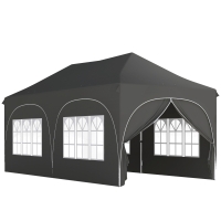 Outsunny Tenda Dobrável 6x3 m Pop-up com 4 Laterais Removíveis Altura Ajustável e Bolsa de Transporte Cinzento Escuro