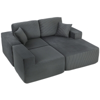 HOMCOM Canapé d'angle modulaire, canapé-lit en L à assise profonde, larges accoudoirs, 2 coussins, gris foncé