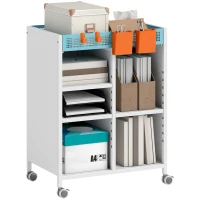 HOMCOM Boekenkast op Wielen, 4-laags, Verstelbare Planken & Hangmanden voor Home Office en Woonkamer, Wit(m-11)