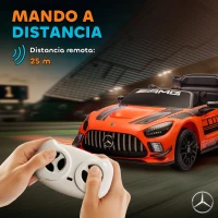 AIYAPLAY Coche Eléctrico para Niños Mercedes-AMG GT3 Evo con Mando a Distancia Motor Doble Ruedas Auxiliares Asa Música Naranja(m-5)