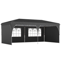 Outsunny Carpa Plegable 6x3 m con Tiras Reflectantes UPF 50+ Fácil Montaje Sistema Central de Bloqueo Impermeable Gris Oscuro