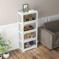 HOMCOM Vetrina per Collezione a 4 Ripiani con Ante a Battente, in Legno e Acrilico, 59x30x139 cm, Bianco(m-7)