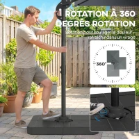 Outsunny Parasol déporté carré parasol de jardin extérieur pied et dalles de lestage mât aluminium protection UV50+2,4x2,4m gris(m-7)