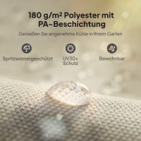 Outsunny Vervangend dak voor pergola met UV-bescherming, zonnescherm voor terrasoverkapping voor 3 x 3 m paviljoen, Crèmewit(m-5)