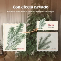 HOMCOM Árbol de Navidad Artificial 210 cm Ramas Realistas con Efecto Nieve Soporte de Acero Base Plegable Montaje Rápido(m-5)