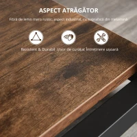 Homcom Biblioteca Industriala Vintage – 6 Rafturi din Lemn & Metal Negru(m-5)