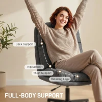 HOMCOM Draaibare Accentstoel, Leesstoel in Linnenlook zonder Armleuningen met Brede Zitting en Metalen Poten, Donkergrijs(m-7)