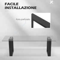 HOMCOM Set 2 Gambe per Tavolino Rettangolari Stile Industriale in Acciaio, Capacità 60 kg, 70x8x41 cm, Nero(m-4)