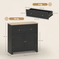 HOMCOM Sideboard Storage Cabinet, Modern Kitchen Cupboard with Adjustable Shelf, Drawer and Double Doors, Black(m-3)