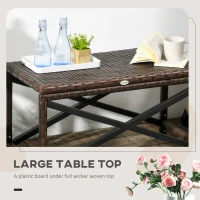 Outsunny PE Rattan Garden Side Table, Outdoor Coffee Table with X-Shape Frame, Mixed Brown(m-5)