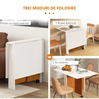 HOMCOM masa de pranz, pliabila cu roti, 120x80x73cm(m-4)