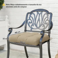 Outsunny Conjunto de Almofadas para Cadeiras de Jantar e Jardim Impermeáveis e Anti-UV com 2 Fitas de Fixação 48x48x10 cm Caqui(m-3)