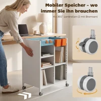 HOMCOM Boekenkast op Wielen, 4-laags, Verstelbare Planken & Hangmanden voor Home Office en Woonkamer, Wit(m-4)