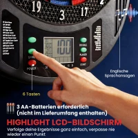 SPORTNOW Elektronisches Dartboard für 1-8 Spieler, LCD-Display, 6 Dartsets, Bunt(m-5)