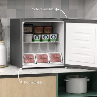 HOMCOM Mini congélateur Température Réglable de -14 à -24°C Compact 35L - Porte réversible Classe E - 47x44,2x48,8cm - Gris(m-6)