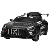 AIYAPLAY Coche Eléctrico para Niños Mercedes-AMG GT3 Evo con Mando a Distancia Motor Doble Ruedas Auxiliares Asa Música Negro(m-11)
