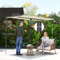 Outsunny Sonnenschirm 180 Grad drehbar Höhenverstellbar Gartenschirm mit Aluminium-Mast 150x205cm Beige(m-3)