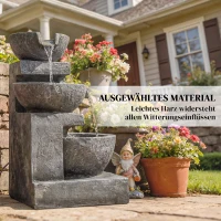 Outsunny 3-laags tuinfontein met LED-verlichting en instelbare pomp, 40 x 37 x 61 cm(m-7)